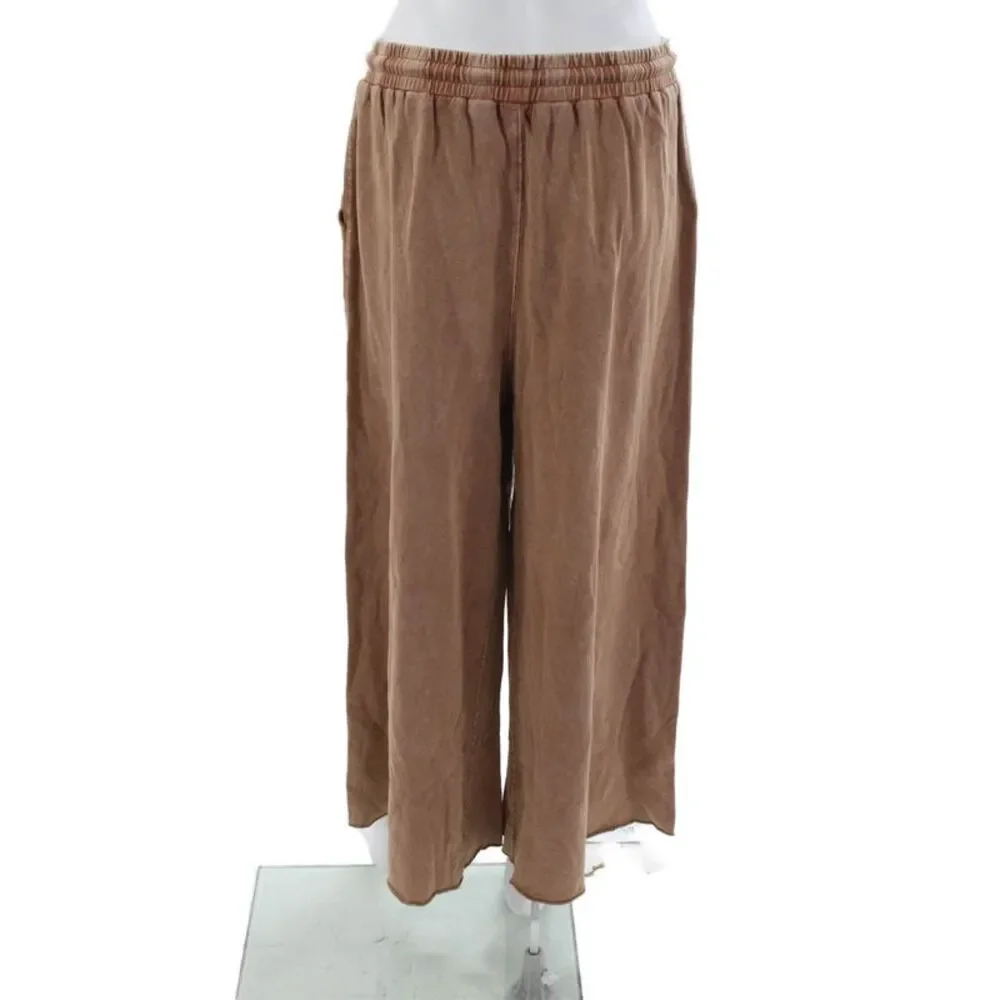 Easel Women Sweatpants Brown Knit Drawstring Size L